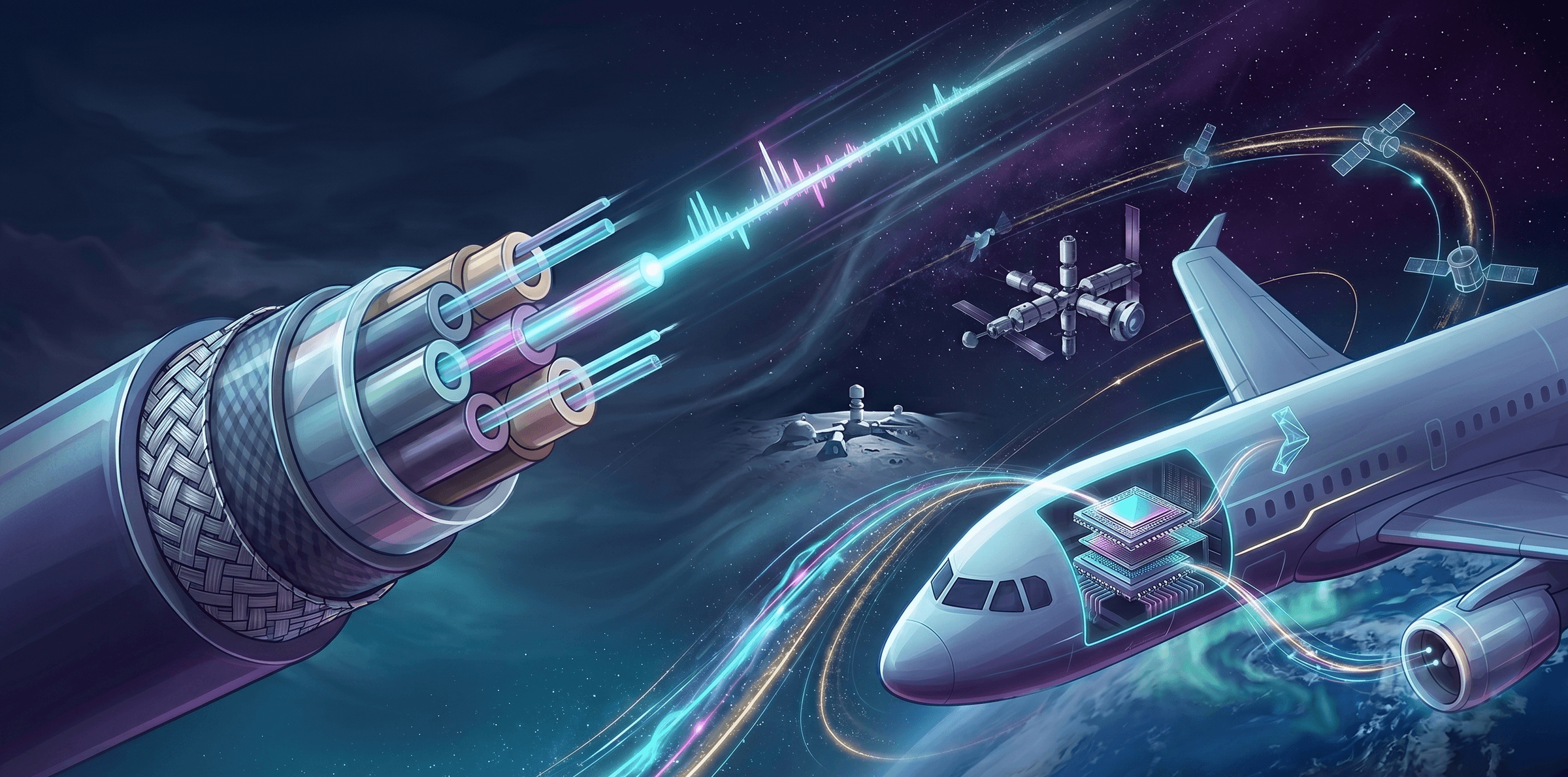Conceptual art of fibre in aerospace environments